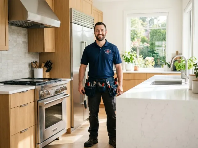 Appliance Repair Hero technician in a Brookville, OH kitchen after an appliance repair